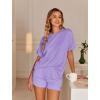 image:imageEkouaer Womens Pajama Sets Short Sleeve Lounge Sets 2 Piece Pjs Tops and Shorts Outfits Matching Loungewear with PocketsPurple