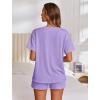 image:imageEkouaer Womens Pajama Sets Short Sleeve Lounge Sets 2 Piece Pjs Tops and Shorts Outfits Matching Loungewear with PocketsPurple