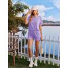 image:imageEkouaer Womens Pajama Sets Short Sleeve Lounge Sets 2 Piece Pjs Tops and Shorts Outfits Matching Loungewear with PocketsPurple