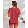 image:imageEkouaer Womens Pajama Sets Short Sleeve Lounge Sets 2 Piece Pjs Tops and Shorts Outfits Matching Loungewear with PocketsRed