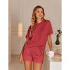 image:imageEkouaer Womens Pajama Sets Short Sleeve Lounge Sets 2 Piece Pjs Tops and Shorts Outfits Matching Loungewear with PocketsRed
