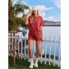 image:imageEkouaer Womens Pajama Sets Short Sleeve Lounge Sets 2 Piece Pjs Tops and Shorts Outfits Matching Loungewear with PocketsRed