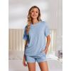 image:imageEkouaer Womens Pajama Sets Short Sleeve Lounge Sets 2 Piece Pjs Tops and Shorts Outfits Matching Loungewear with PocketsSky Blue