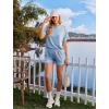 image:imageEkouaer Womens Pajama Sets Short Sleeve Lounge Sets 2 Piece Pjs Tops and Shorts Outfits Matching Loungewear with PocketsSky Blue