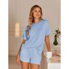 image:imageEkouaer Womens Pajama Sets Short Sleeve Lounge Sets 2 Piece Pjs Tops and Shorts Outfits Matching Loungewear with PocketsSky Blue