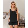 image:imageEkouaer Womens Pajamas Sets Soft Comfy Sleeveless Sleepwear Tank and Shorts Pj Set Summer 2 Piece LoungewearBlack