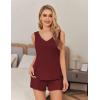 image:imageEkouaer Womens Pajamas Sets Soft Comfy Sleeveless Sleepwear Tank and Shorts Pj Set Summer 2 Piece LoungewearWine Red