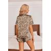 image:imageEkouaer Womens Satin Pajamas Set Button Down 2 Piece Silk Pjs Shorts Set Ruffle Lingerie Notch Collar SleepwearBrown Leopard