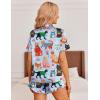 image:imageEkouaer Womens Satin Pajamas Set Button Down 2 Piece Silk Pjs Shorts Set Ruffle Lingerie Notch Collar SleepwearCat Collection