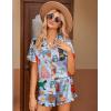 image:imageEkouaer Womens Satin Pajamas Set Button Down 2 Piece Silk Pjs Shorts Set Ruffle Lingerie Notch Collar SleepwearCat Collection