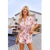 image:imageEkouaer Womens Satin Pajamas Set Button Down 2 Piece Silk Pjs Shorts Set Ruffle Lingerie Notch Collar SleepwearChampagne Bottle Pink
