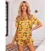 image:imageEkouaer Womens Satin Pajamas Set Button Down 2 Piece Silk Pjs Shorts Set Ruffle Lingerie Notch Collar SleepwearHalloween