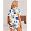 image:imageEkouaer Womens Satin Pajamas Set Button Down 2 Piece Silk Pjs Shorts Set Ruffle Lingerie Notch Collar SleepwearPattern1queen White