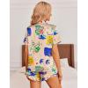 image:imageEkouaer Womens Satin Pajamas Set Button Down 2 Piece Silk Pjs Shorts Set Ruffle Lingerie Notch Collar SleepwearPattern2queen Khaki