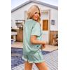 image:imageEkouaer Womens Satin Pajamas Set Button Down 2 Piece Silk Pjs Shorts Set Ruffle Lingerie Notch Collar SleepwearStriped Green