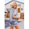 image:imageEkouaer Womens Satin Pajamas Set Button Down 2 Piece Silk Pjs Shorts Set Ruffle Lingerie Notch Collar SleepwearStriped Grey Blue