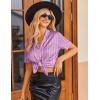 image:imageEkouaer Womens Satin Pajamas Set Button Down 2 Piece Silk Pjs Shorts Set Ruffle Lingerie Notch Collar SleepwearThick Striped Purple