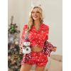 image:imageEkouaer Womens Satin Pajamas Set Button Down 2 Piece Silk Pjs Shorts Set Ruffle Lingerie Notch Collar SleepwearZchristmas Red