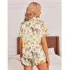 image:imageEkouaer Womens Satin Pajamas Set Button Down 2 Piece Silk Pjs Shorts Set Ruffle Lingerie Notch Collar SleepwearZebra Collection