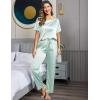 image:imageEkouaer Womens Satin Silky Pajama Set Short Sleeve Shirt with Long Pajama Pant Set Soft PJ LoungewearAqua Green