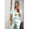 image:imageEkouaer Womens Satin Silky Pajama Set Short Sleeve Shirt with Long Pajama Pant Set Soft PJ LoungewearAqua Green