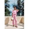 image:imageEkouaer Womens Satin Silky Pajama Set Short Sleeve Shirt with Long Pajama Pant Set Soft PJ LoungewearBow