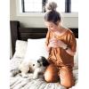 image:imageEkouaer Womens Satin Silky Pajama Set Short Sleeve Shirt with Long Pajama Pant Set Soft PJ LoungewearCaramel