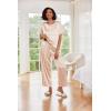 image:imageEkouaer Womens Satin Silky Pajama Set Short Sleeve Shirt with Long Pajama Pant Set Soft PJ LoungewearChampagne Striped