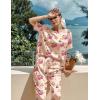 image:imageEkouaer Womens Satin Silky Pajama Set Short Sleeve Shirt with Long Pajama Pant Set Soft PJ LoungewearCherry Teddy