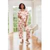 image:imageEkouaer Womens Satin Silky Pajama Set Short Sleeve Shirt with Long Pajama Pant Set Soft PJ LoungewearCherry Teddy