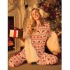 image:imageEkouaer Womens Satin Silky Pajama Set Short Sleeve Shirt with Long Pajama Pant Set Soft PJ LoungewearChristmas