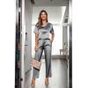 image:imageEkouaer Womens Satin Silky Pajama Set Short Sleeve Shirt with Long Pajama Pant Set Soft PJ LoungewearDark Gray