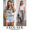 image:imageEkouaer Womens Satin Silky Pajama Set Short Sleeve Shirt with Long Pajama Pant Set Soft PJ LoungewearDark Gray