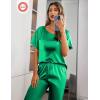 image:imageEkouaer Womens Satin Silky Pajama Set Short Sleeve Shirt with Long Pajama Pant Set Soft PJ LoungewearFresh Green