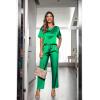 image:imageEkouaer Womens Satin Silky Pajama Set Short Sleeve Shirt with Long Pajama Pant Set Soft PJ LoungewearFresh Green