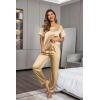 image:imageEkouaer Womens Satin Silky Pajama Set Short Sleeve Shirt with Long Pajama Pant Set Soft PJ LoungewearGold