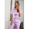 image:imageEkouaer Womens Satin Silky Pajama Set Short Sleeve Shirt with Long Pajama Pant Set Soft PJ LoungewearLavender