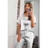 image:imageEkouaer Womens Satin Silky Pajama Set Short Sleeve Shirt with Long Pajama Pant Set Soft PJ LoungewearLight Grey