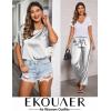 image:imageEkouaer Womens Satin Silky Pajama Set Short Sleeve Shirt with Long Pajama Pant Set Soft PJ LoungewearLight Grey