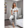 image:imageEkouaer Womens Satin Silky Pajama Set Short Sleeve Shirt with Long Pajama Pant Set Soft PJ LoungewearLight Grey