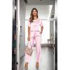 image:imageEkouaer Womens Satin Silky Pajama Set Short Sleeve Shirt with Long Pajama Pant Set Soft PJ LoungewearPink