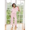 image:imageEkouaer Womens Satin Silky Pajama Set Short Sleeve Shirt with Long Pajama Pant Set Soft PJ LoungewearPink Leopard Print