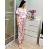 image:imageEkouaer Womens Satin Silky Pajama Set Short Sleeve Shirt with Long Pajama Pant Set Soft PJ LoungewearPink Love