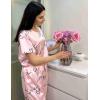 image:imageEkouaer Womens Satin Silky Pajama Set Short Sleeve Shirt with Long Pajama Pant Set Soft PJ LoungewearPink Love