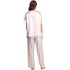 image:imageEkouaer Womens Satin Silky Pajama Set Short Sleeve Shirt with Long Pajama Pant Set Soft PJ LoungewearPink Stripes