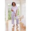 image:imageEkouaer Womens Satin Silky Pajama Set Short Sleeve Shirt with Long Pajama Pant Set Soft PJ LoungewearPurple Striped