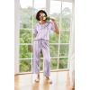 image:imageEkouaer Womens Satin Silky Pajama Set Short Sleeve Shirt with Long Pajama Pant Set Soft PJ LoungewearPurple Striped