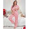 image:imageEkouaer Womens Satin Silky Pajama Set Short Sleeve Shirt with Long Pajama Pant Set Soft PJ LoungewearRed Heart