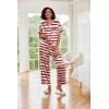 image:imageEkouaer Womens Satin Silky Pajama Set Short Sleeve Shirt with Long Pajama Pant Set Soft PJ LoungewearStriped Teddy