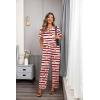 image:imageEkouaer Womens Satin Silky Pajama Set Short Sleeve Shirt with Long Pajama Pant Set Soft PJ LoungewearStriped Teddy